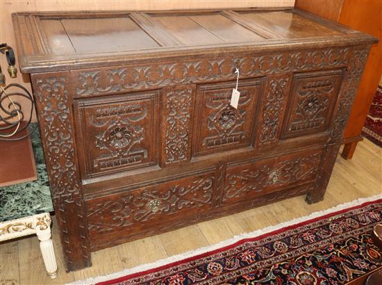 An 18th century mule chest W.138cm